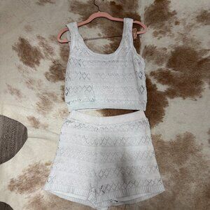 Carefree Weekend Ivory Pointelle Knit Two-Piece Lounge Set